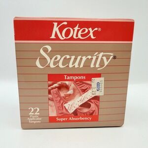 Vintage Kotex Security Tampons Super Absorbency 22 Plastic Applicators 1989 USA